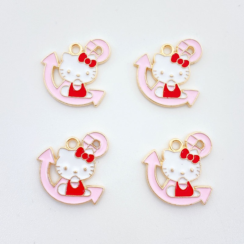 4pca Paduan Tetesan Minyak Liontin Kitten Kartun Hewan Anting Perhiasan DIY Handmade