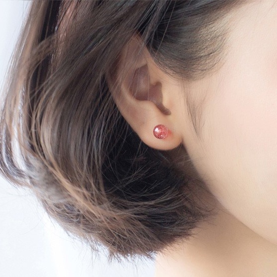 Anting S925 Sterling Silver Hias Kristal Strawberry Peach Blossom Untuk Perempuan