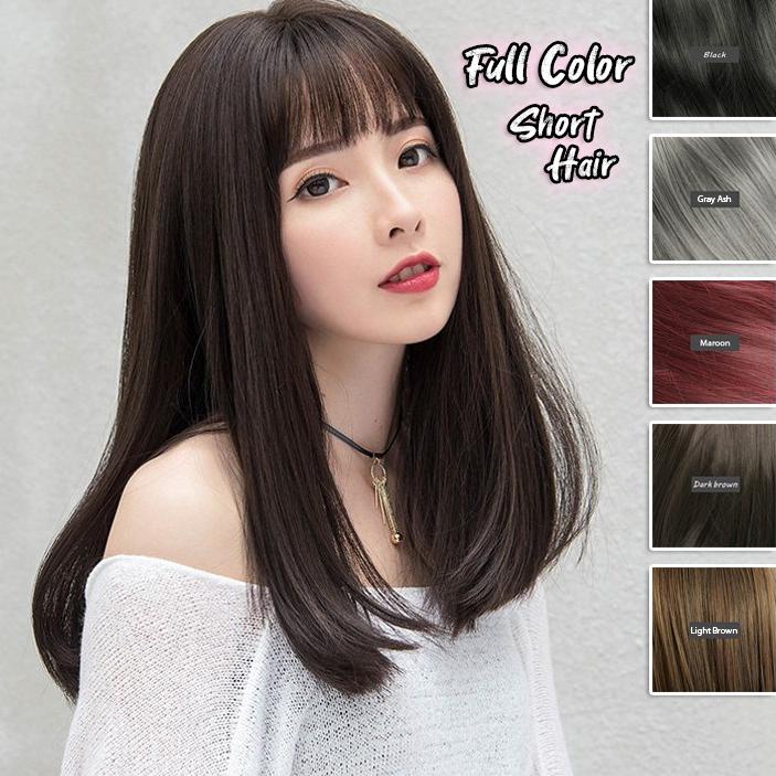 Jqm95 Wig Full Lace Rambut Palsu Wanita Panjang Berponi Korean Version Wig Long Half High Quality Asli / ori(sinal)