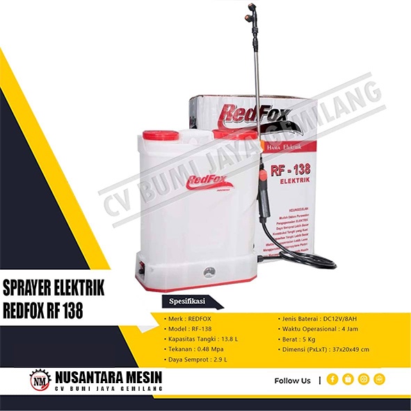 ALAT SEMPROT HAMA / SPRAYER ELEKTRIK REDFOX RF-138