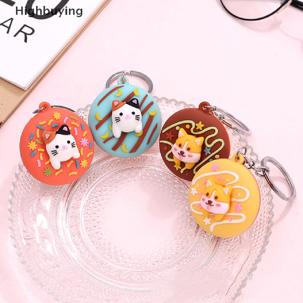 Hbid Colorful Lucu Manis Donat Gantungan Kunci Untuk Kunci Kucing Corgi Lucu Pet Key Chain Kreatif Ransel Mobil Liontin Acceesories Keyring Hadiah Glory