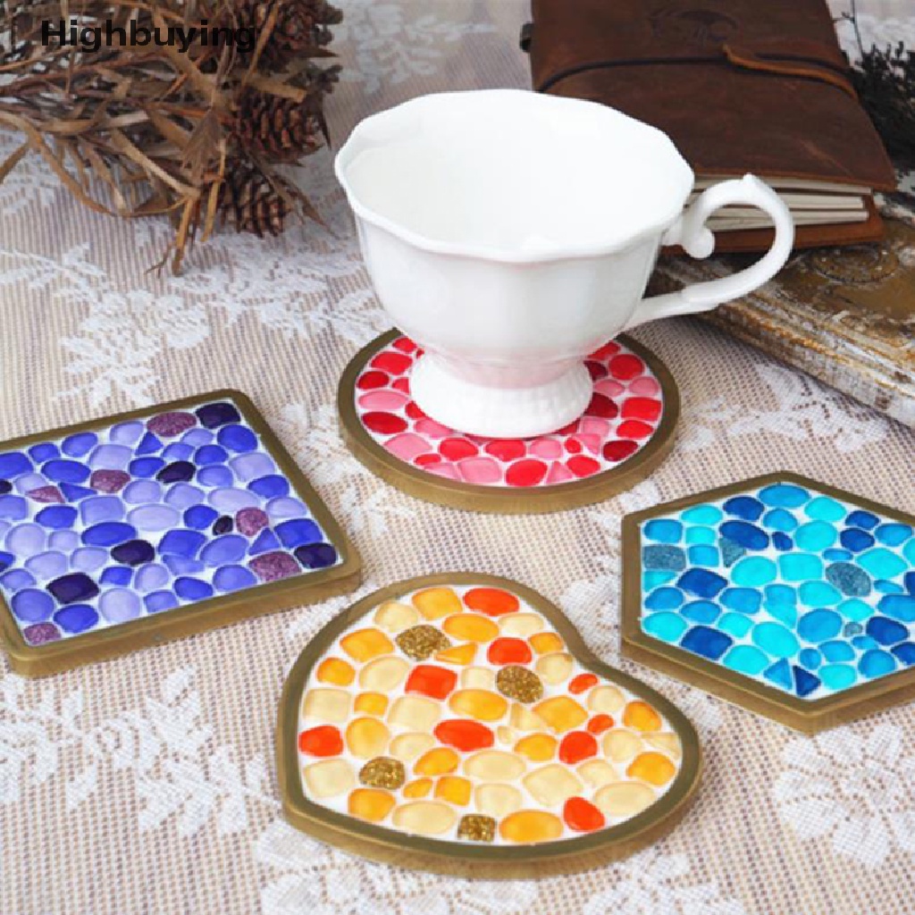 Hbid Cetakan Silikon DIY Kristal Epoxy Resin Mold Bulat Persegi Tidak Teratur Mosaik Coaster Glory