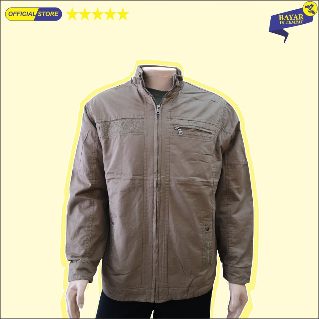 Jaket Pria DRAGON  3248 Dalam Bulu Halus Krah Shanghai / Pakaian Bapak JUMBO ukuran 4XL-6XL  - sckmenwear GROSIR