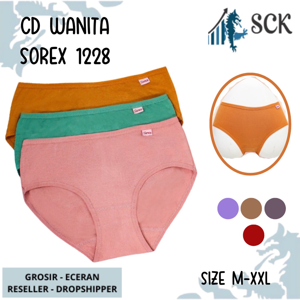 Celana Dalam Wanita SOREX 1228 / CD Bahan Katun Extra Lembut  / Pakaian Dalam Wanita - sckmenwear GROSIR