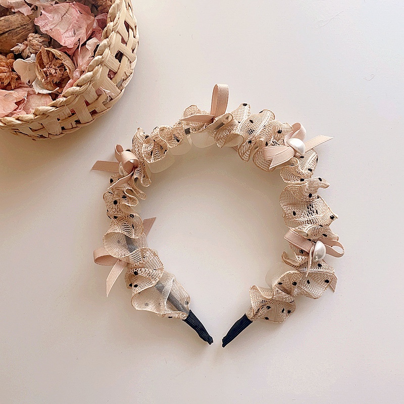 Caliloops Bando Scrunchie Kerut Anak Perempuan Korea Renda Lilie