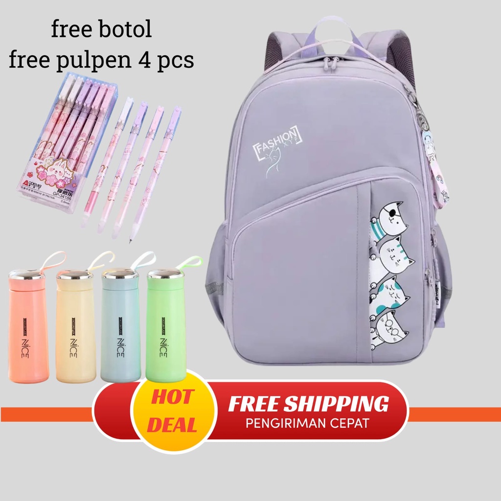 Tas Sekolah Anak Perempuan SD SMP SMA Ransel Kerja ORIGINAL Tas Sekolah Anak Laki-Laki Free  BOTOL+PULPEN