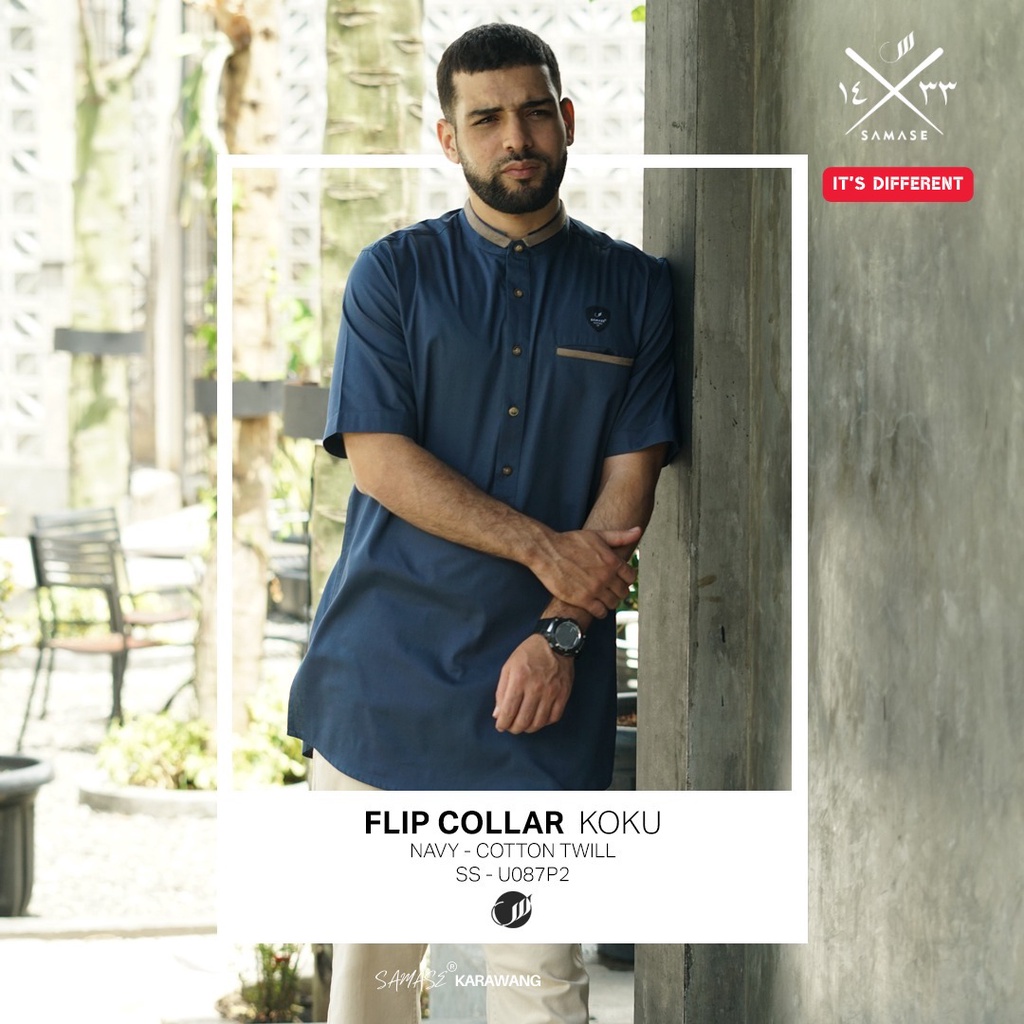 SAMASE Baju Koko Kurta Koku U087P Baju Muslim  Kemeja Kemko  Pria Dewasa Lengan Pendek