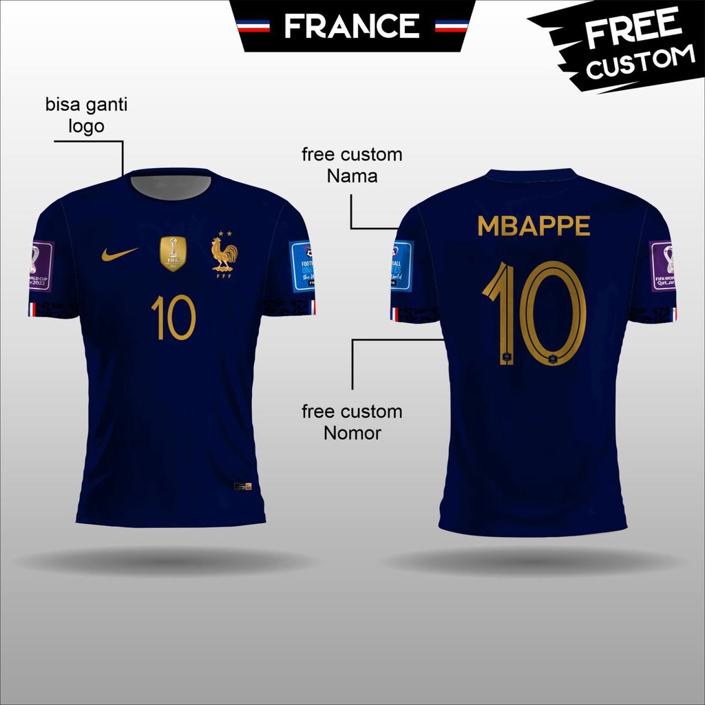 jersey timnas perancis france jersey mbappe free custom