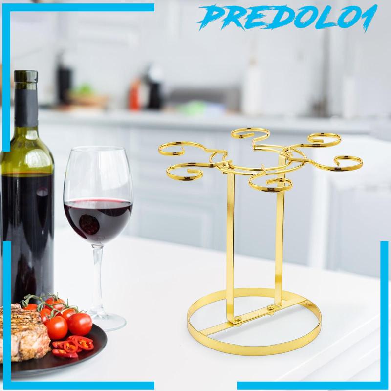 [Predolo1] 1rak Pengering 6kait Tempat Kacamata Bahan Stainless Steel Untuk Bar Rumah