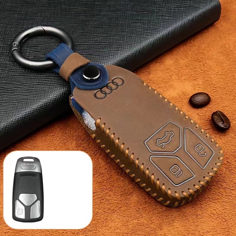 Leather Audi A1 A3 A4 A5 Q7 A6 C5 C6 Gantungan Kunci Lipat Aksesoris Pemodelan Mobil Leather Car Key Case Set