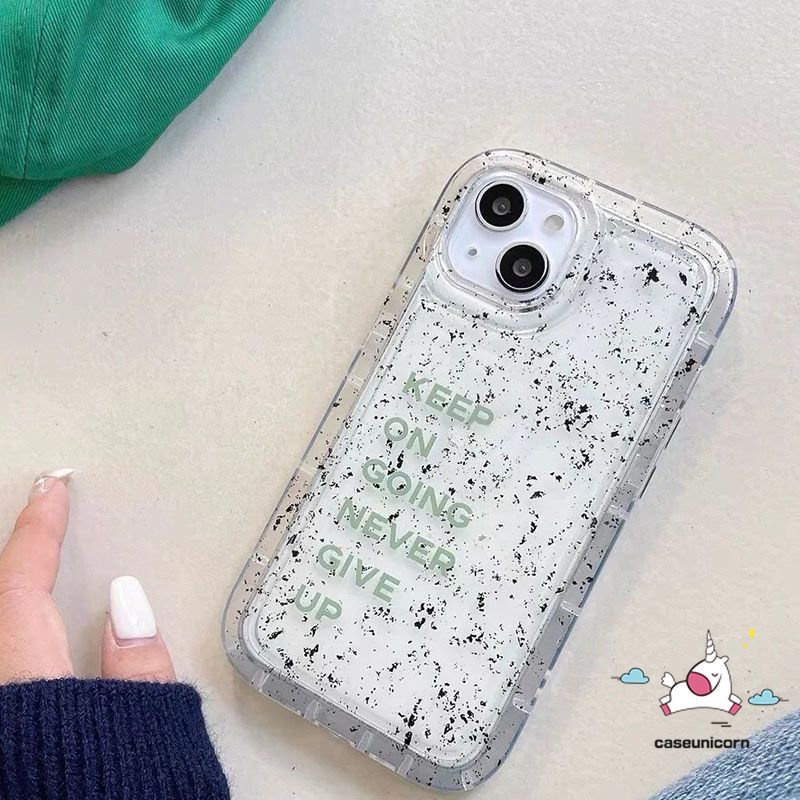 IPHONE Casing Kompatibel Untuk Iphone11 Pro MAX XR 6 6S 78 Plus 14 13 12 Pro MAX X XS MAX Transparan Bening Shockproof Airbag Art Speckle Tinta Pola Huruf Sederhana Soft Case