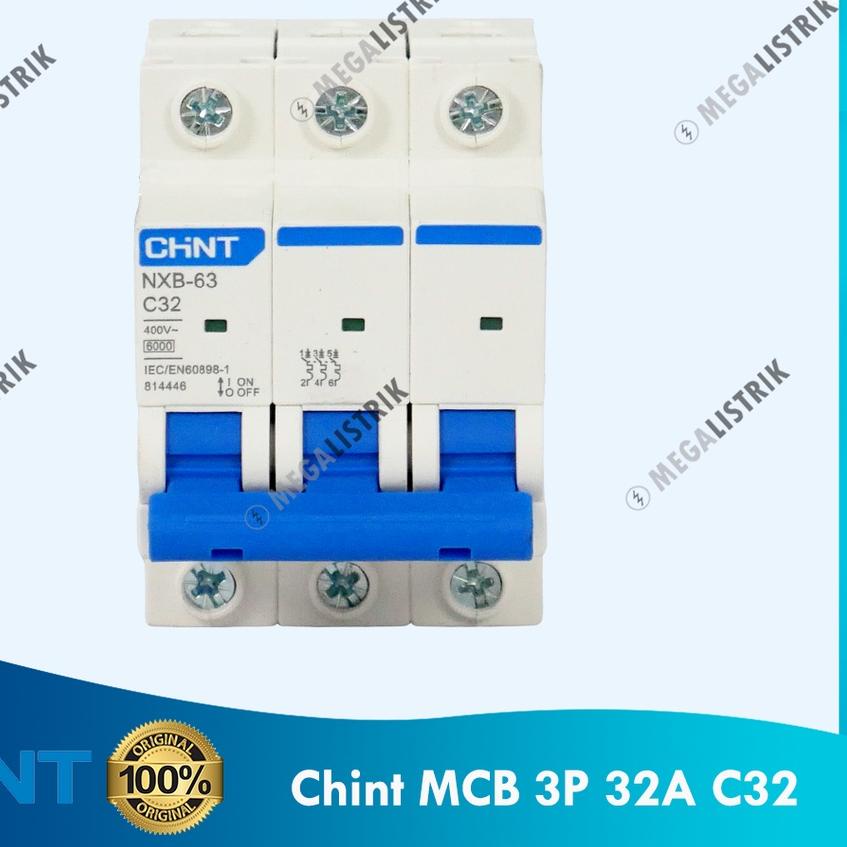 ➻ CHINT MCB 3P 32A / 3 PHASE 32 AMPERE / 32 A 6KA SNI NXB-63 C32 ➤