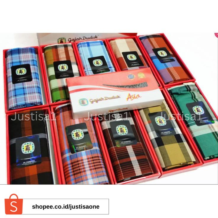 Sarung GAJAH DUDUK Aneka Motif - Kain Sarung Tenun Pria Dewasa Laki Cowok Sholat Cap Hitam Putih Warna Biru Hijau Merah Abu Sholat Solat Shalat Murah Promo Grosir Premium Eksklusif Souvenir Pesantren Polos Kotak Dus Garis Tumpal Remaja Dewasa Pria Laki