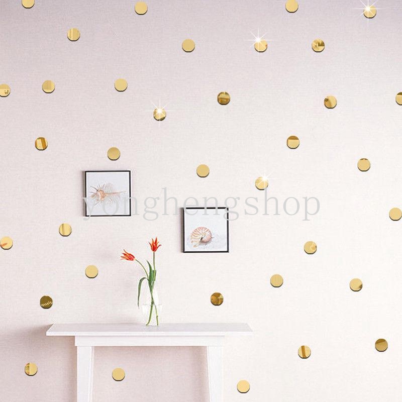 50pcs / set Stiker Dinding Motif Polkadot Bahan Akrilik Untuk Dekorasi Rumah