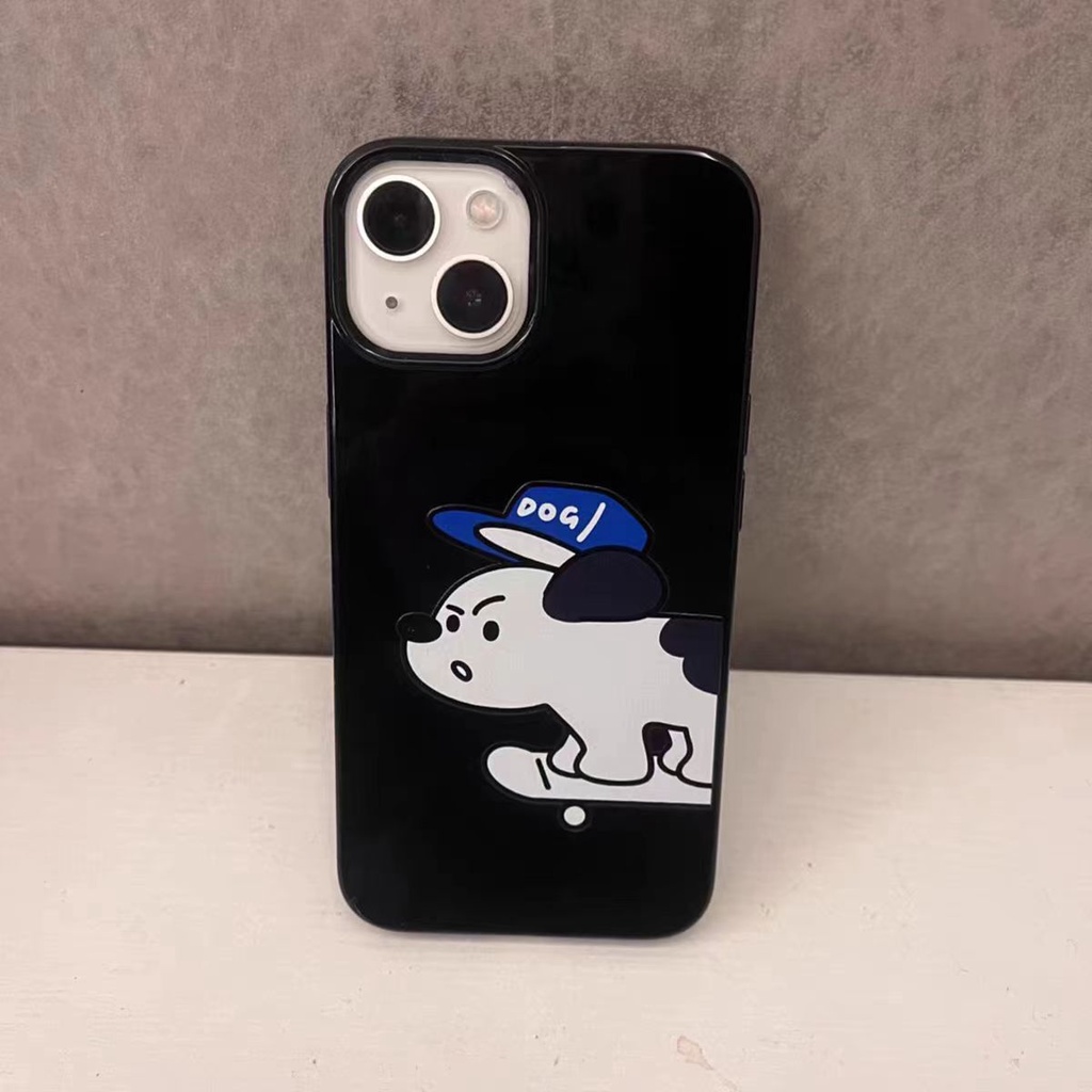 IPHONE Ins Pola Puppy Cocok Untuk Iphone14 14pro 14plus 13 13mini 13pro 13prm iPhone12 7Plus 8Plus Xr XS 13 12mini Pro Max TPU Empat Sudut Casing Ponsel Tahan Guncangan