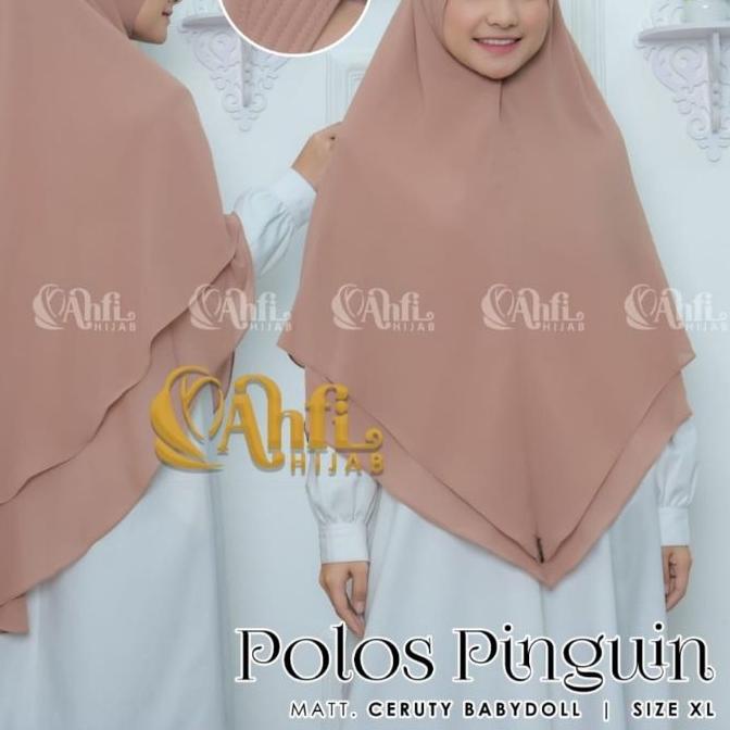 ♝ HIJAB KHIMAR CERUTY BABYDOLL MODEL PINGUIN POLOS SIZE XL JUMBO BY AHFI HIJAB/ANISAH HIJAB ۝
