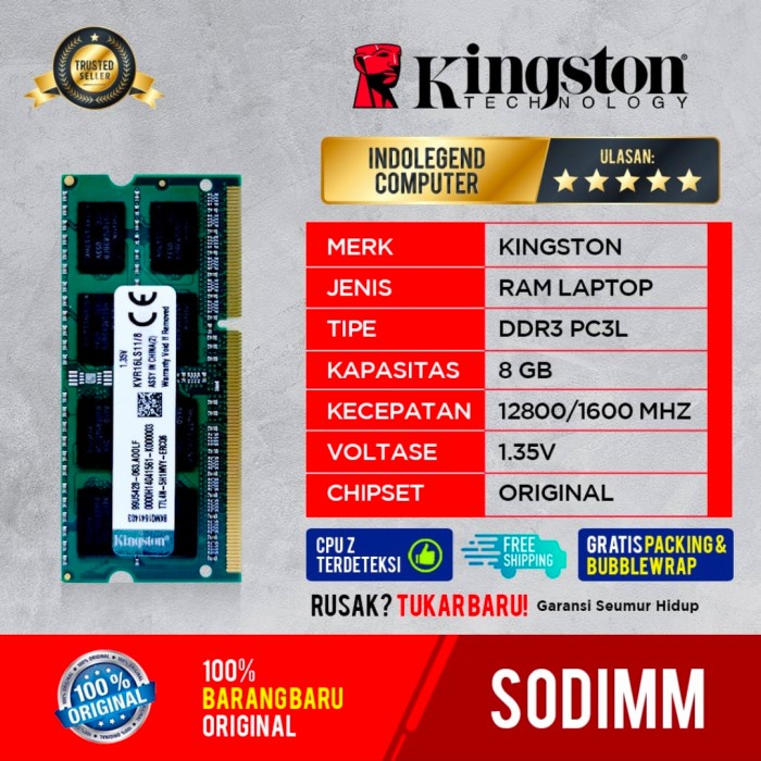 Ram Ram Kingston Sodim Ddr3 8Gb L Pc12800