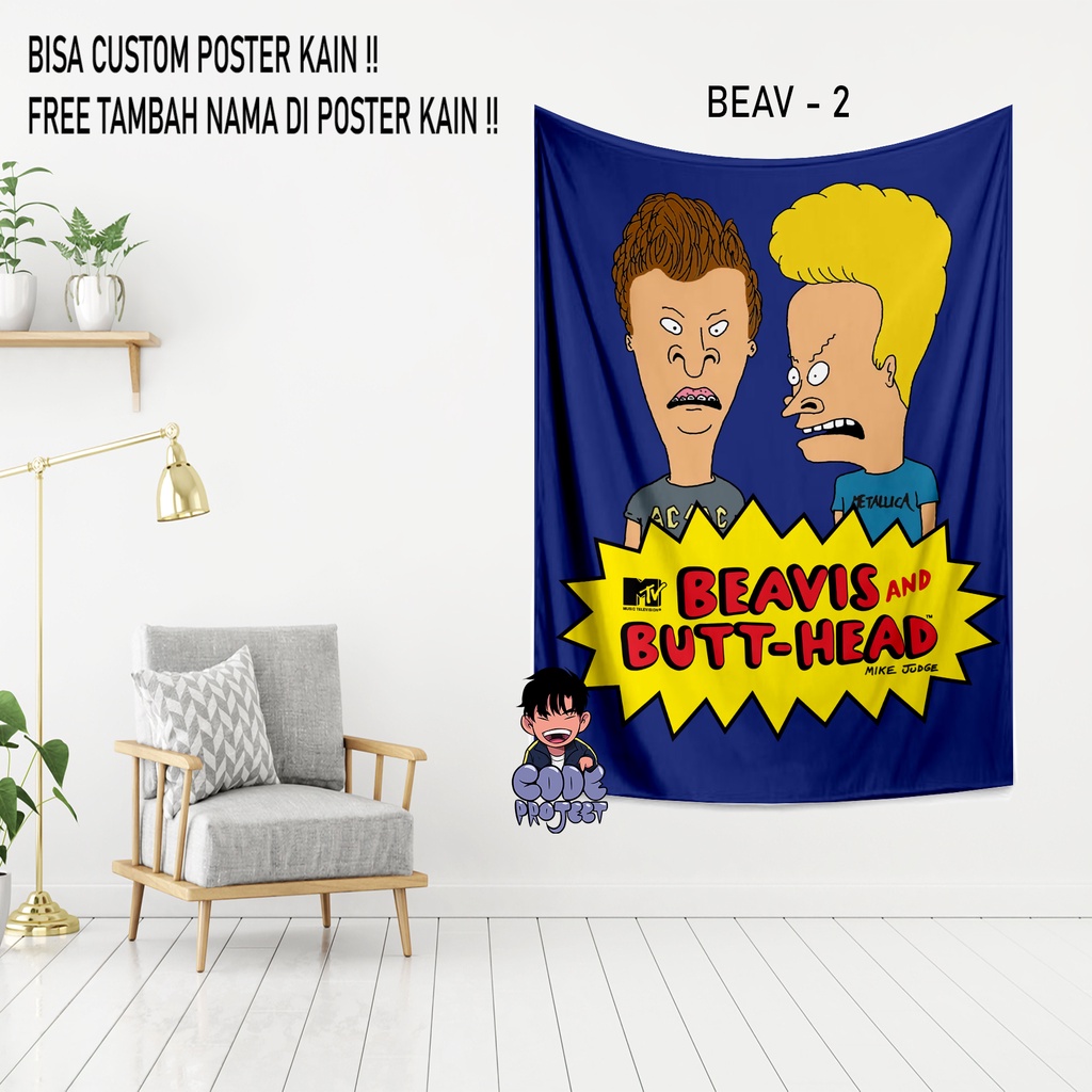 POSTER KAIN BEAVIS and BUTT HEAD - beavis and butthead - hiasan dinding - dekorasi dinding kamar bea