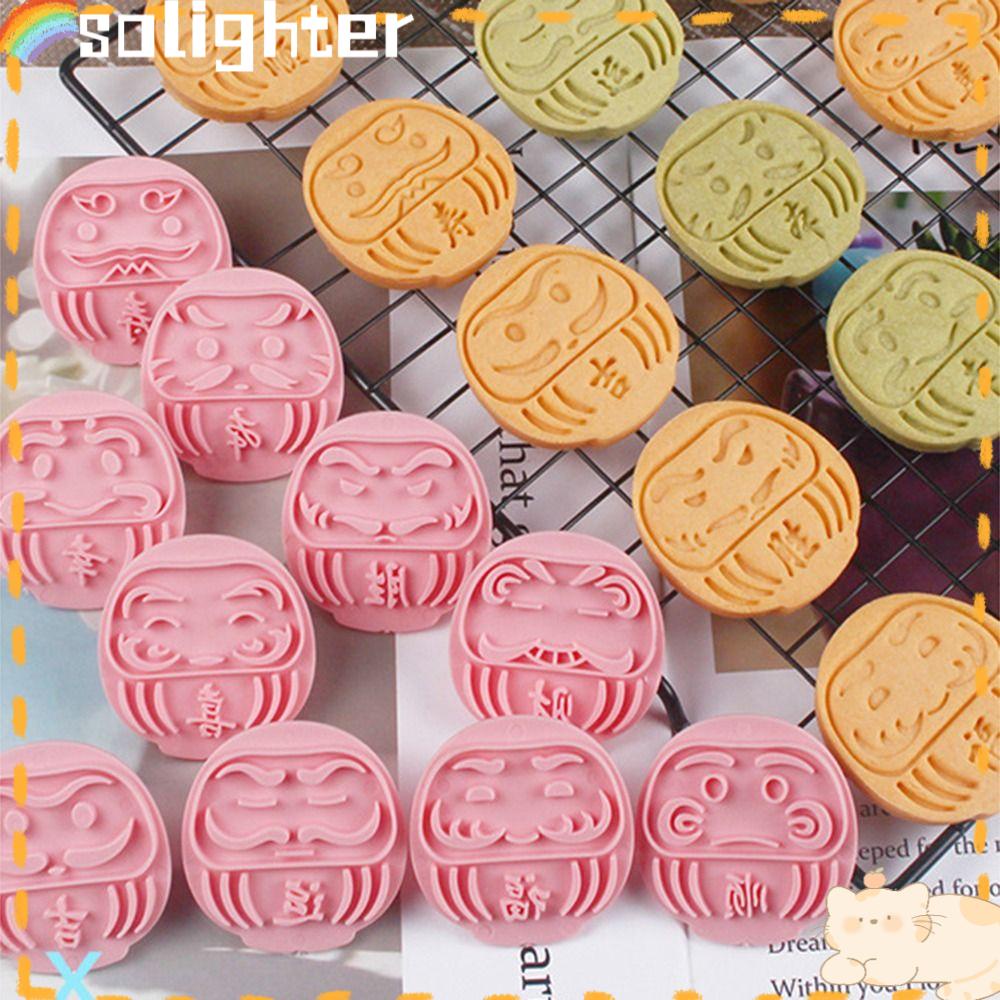 Solighter 10pcs/set Kue Kering Imlek Dekorasi Makanan Fondant Cookie Cutter Cetakan Kue Plastik Kebahagiaan Beruntung