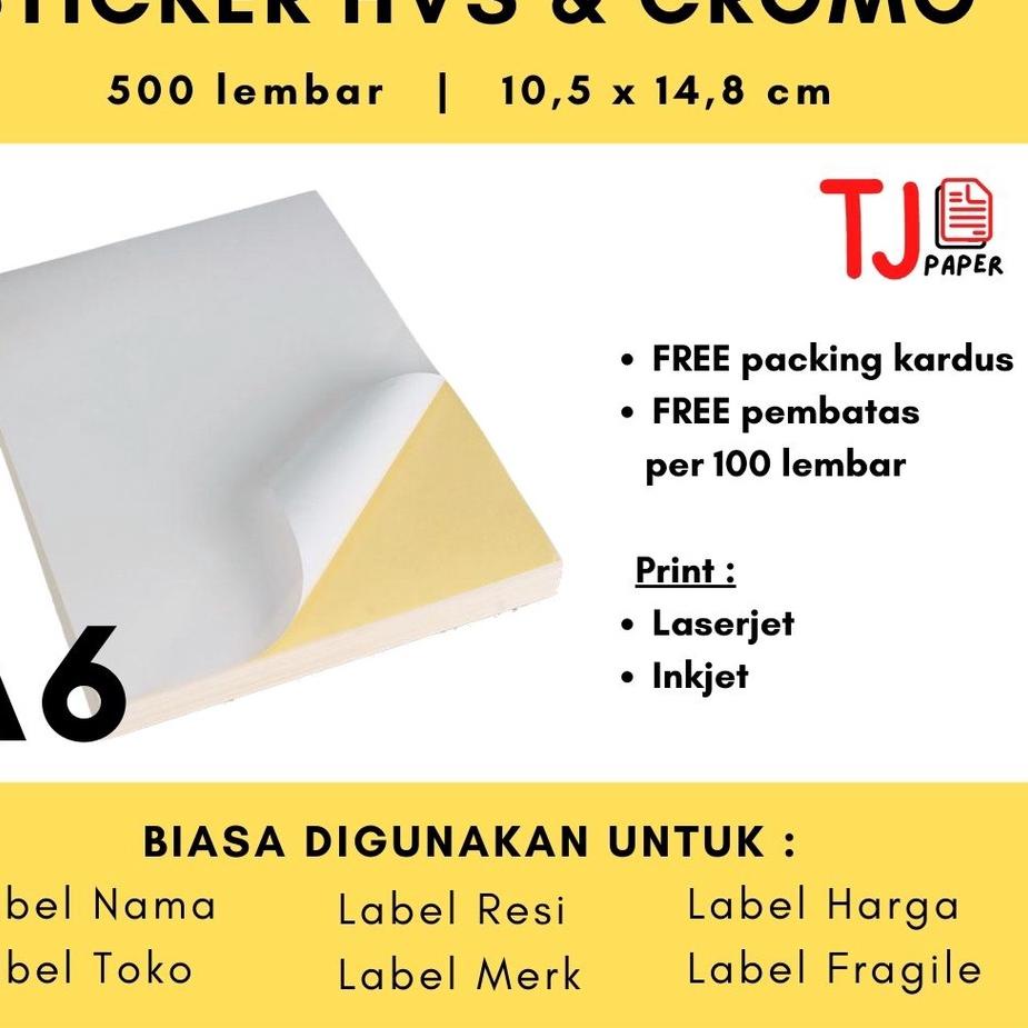 

ANA559 Sticker HVS / Cromo isi 500 lembar A6 Lintec (Sticker Doff / Stiker Resi / Print Resi / Sticker Glossy) +++