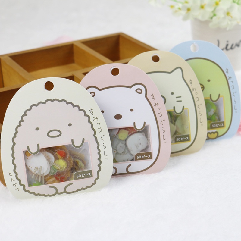 50pcs/bag DIY Cute Cartoon Kawaii PVC Stickers Lovely Cat Bear Sticker For Diary Decoration