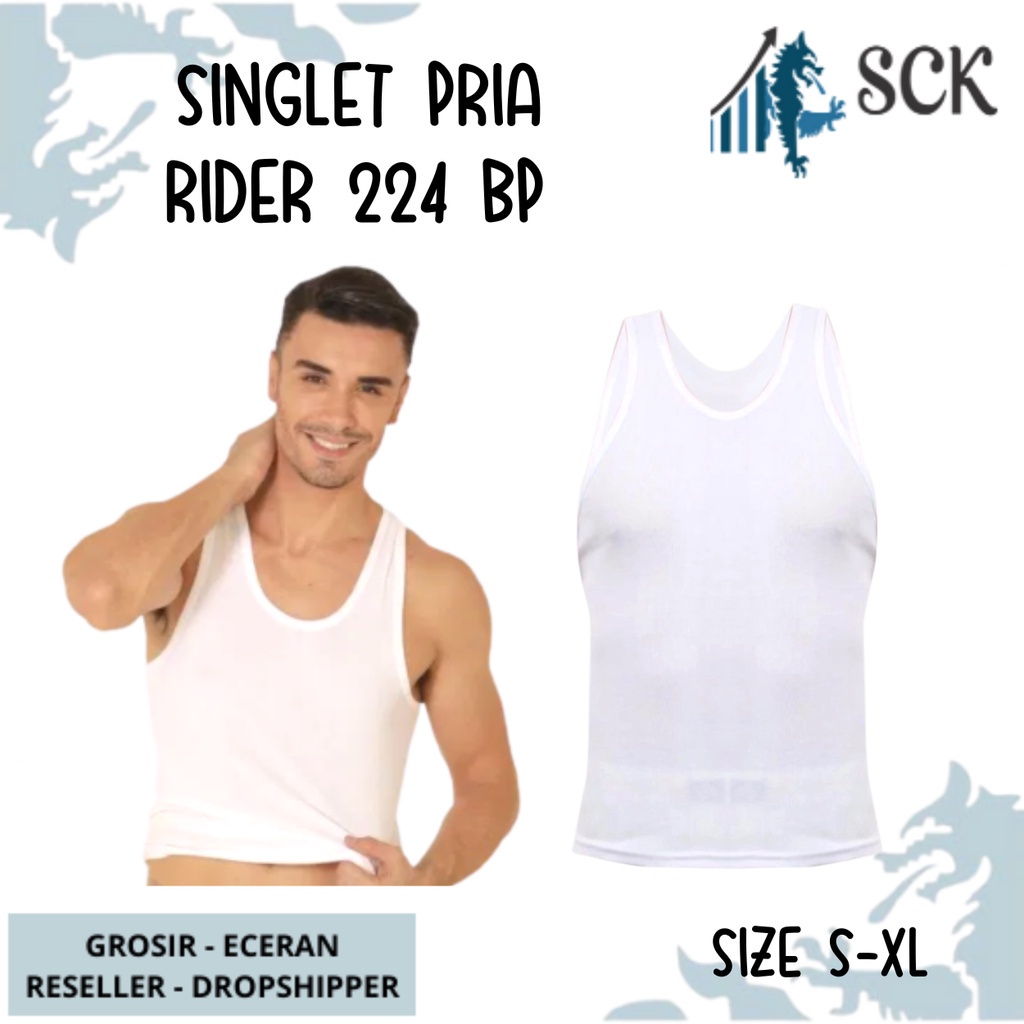 Kaos Dalam Pria RIDER 224 Polos PUTIH Krah V / Oblong  T-Shirt Lifestyle R224 BP / Pakaian Dalam Cowok - sckmenwear GROSIR