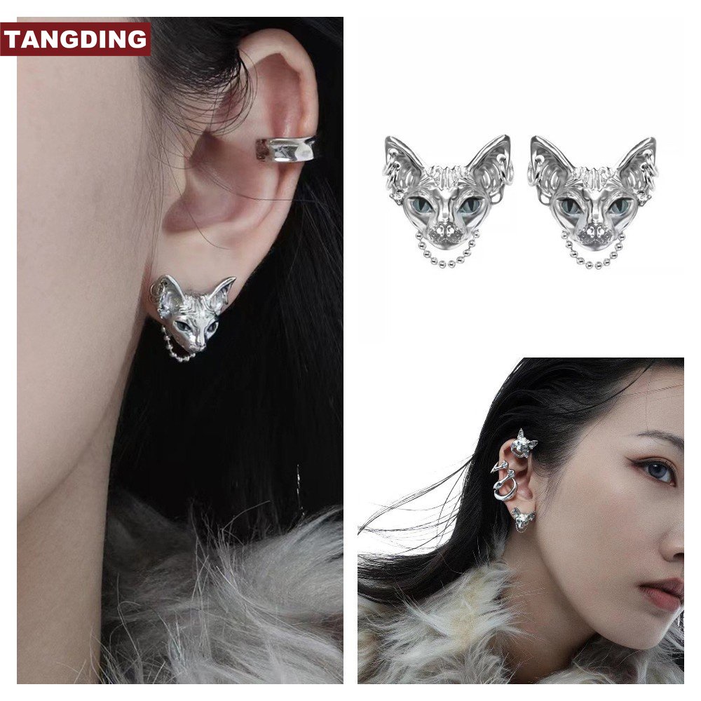 [COD Tangding] Y2K Anting Kucing Gadis Keren Kepribadian Studs Earring Perhiasan Aksesoris