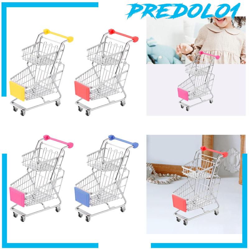 [Predolo1] Mainan Penyimpanan Handcart Supermarket Mini Untuk Anak Perempuan Anak Hadiah Liburan