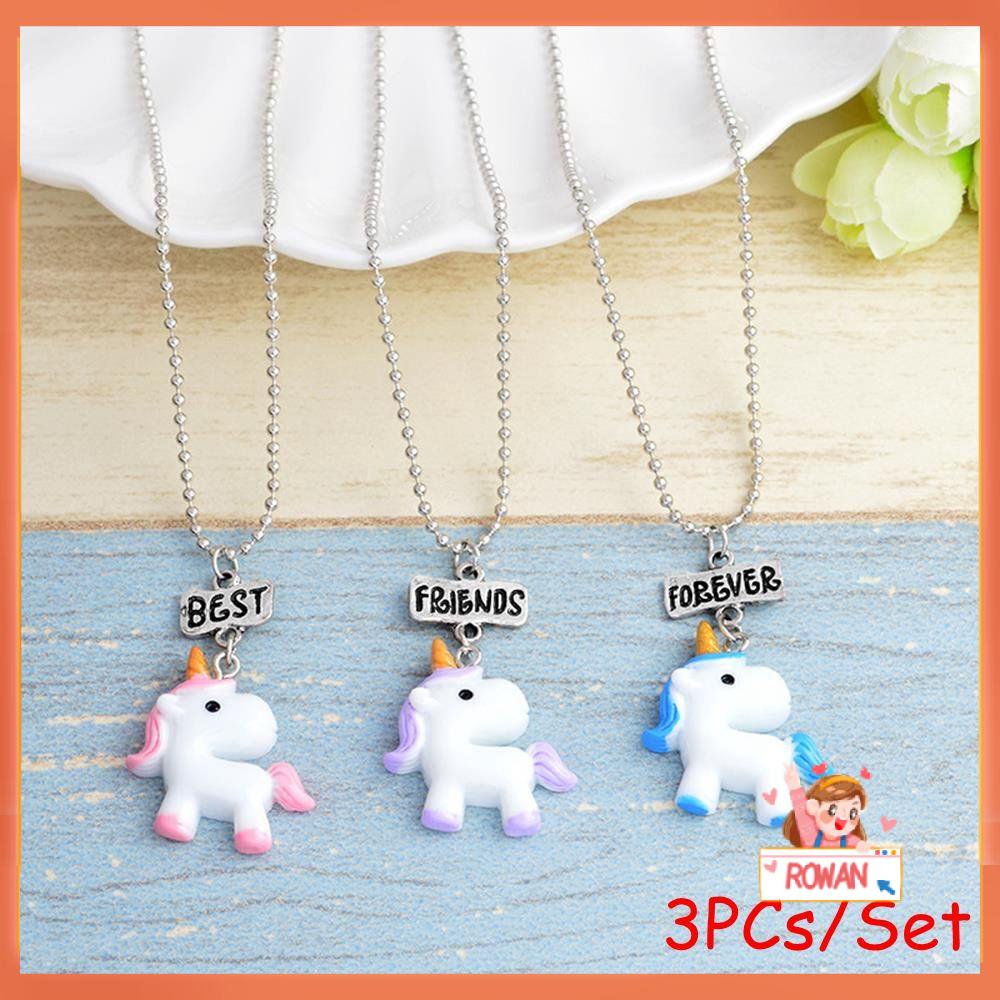 R-flower 3PCs/Set Bff Kalung Hadiah Fashion Best Friend Forever Bead Chain