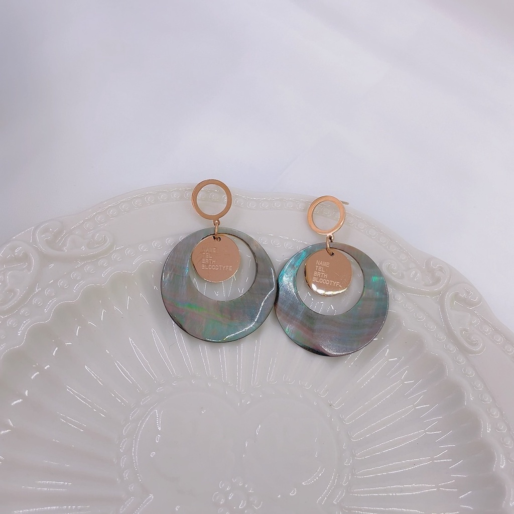 Anting Geometris Bahan Titanium Steel Gaya Korea Eropa Amerika