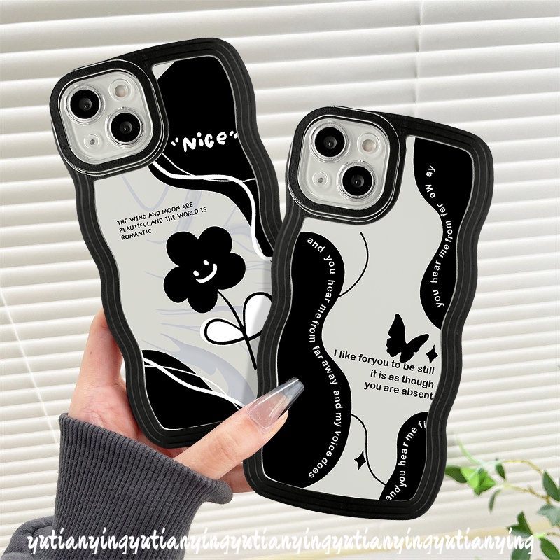 Case Kupu-Kupu Vintage Kompatibel Untuk Samsung A04s A52 A51 A50 A20 A04 A13 A50s A03s A31 A22 A30s M32 A12 A02s A04E A53 M22 A11 A32 A52s A23 A21s A33 Retro Bunga Bergelombang Penutup Tepi