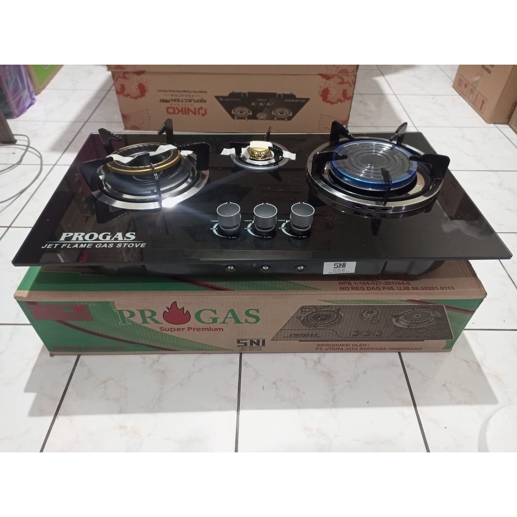 KOMPOR PROGASS GAS TANAM KACA 3 TUNGKU MIX BARA INFARED / PROGAS TANAM 3 TUNGKU DENGAN BARA DAN MOTIF YANG BAGUS/ KOMPOR DUDUK ATAU TANAM BERGARANSI