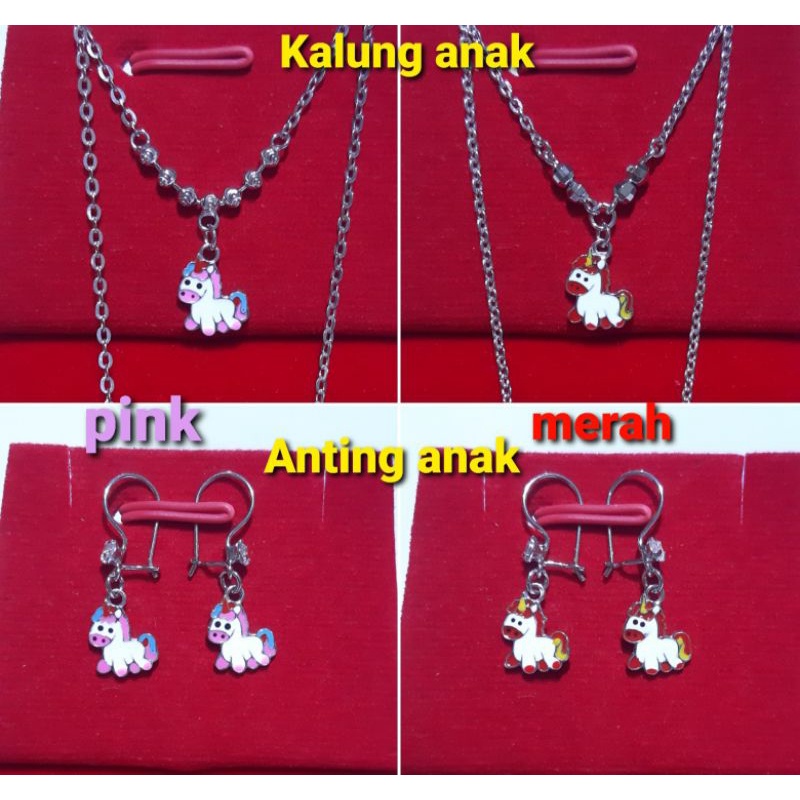Kalung anak kuda poni perak silver 925 lapisan emas putih