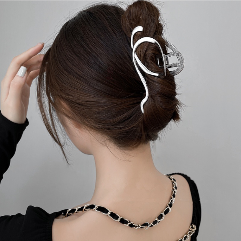 We Flower Minimalis Besar Memutar Logam Rambut Cakar Klip Untuk Wanita Perempuan Korea Fashion Ponytail Holder Jepit Rambut Jaw Hair Clamp Aksesoris