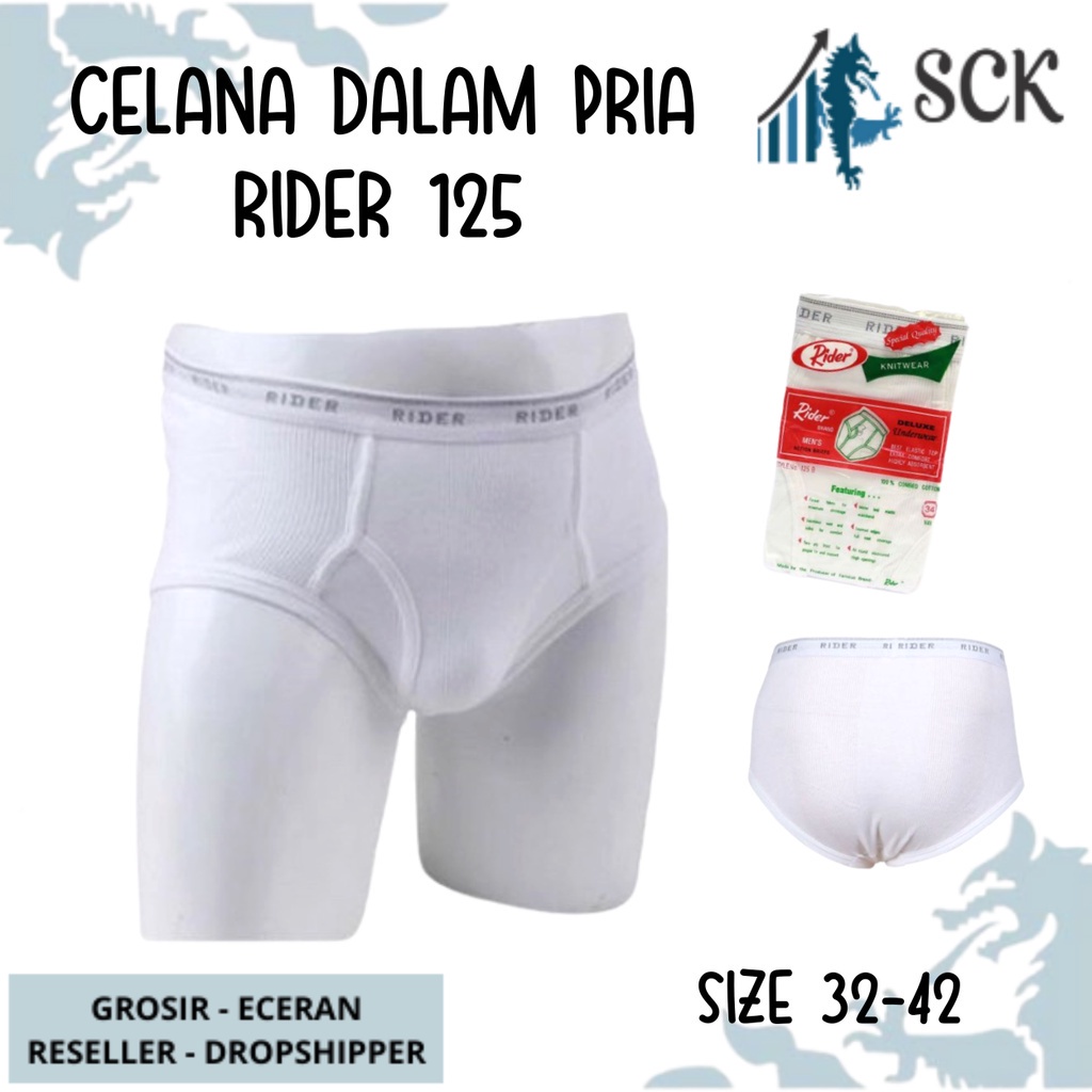 CD Pria RIDER 125 Putih Karet Boxer / Pakaian Dalam RIDER R 125 B | Warna Putih - sckmenwear GROSIR