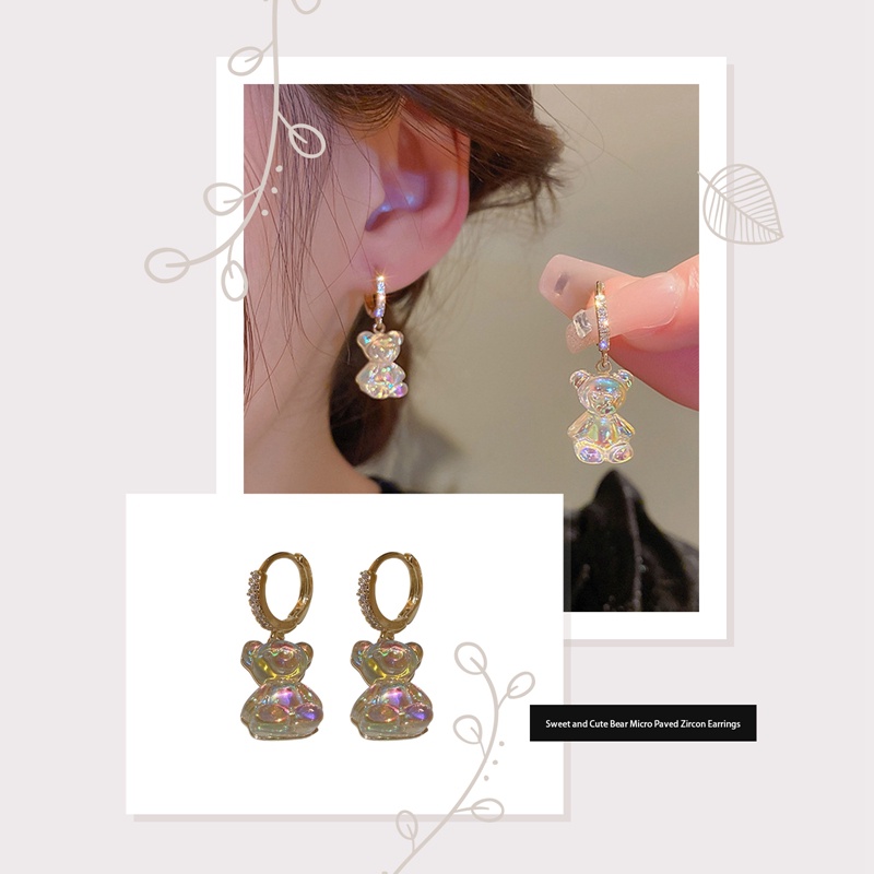 Lucu Akrilik Permen Gummy Bear Menjuntai Anting-Anting Untuk Wanita Beruang Pelangi Anting Hoop Korea Fashion Perhiasan Gadis Manis