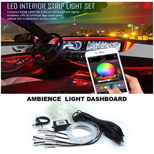 Lampu Interior Mobil Ambience RGB APPS LED Ambient Light Android warna neon laser selang