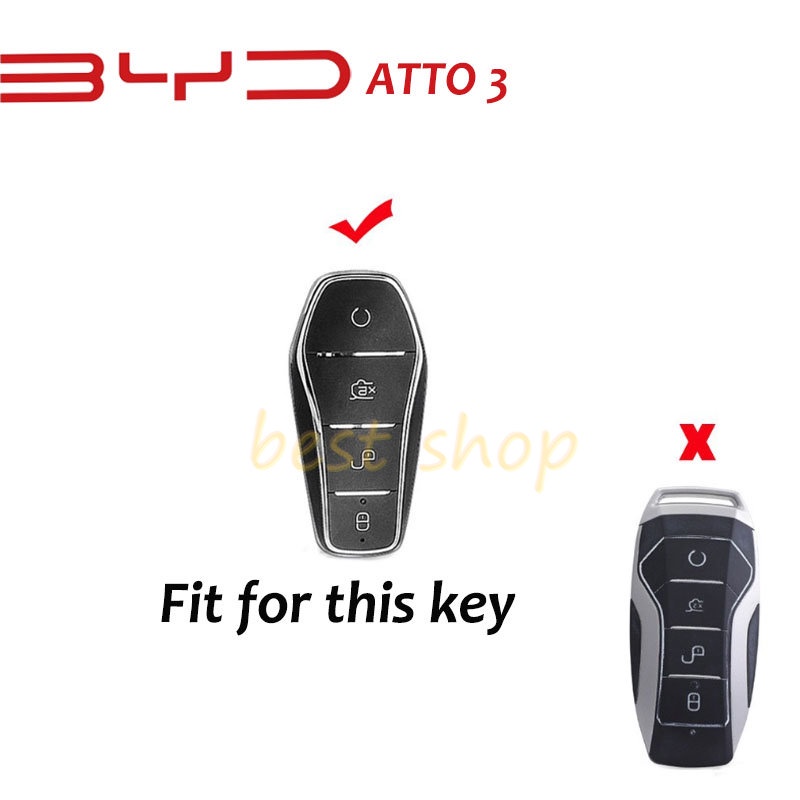 Byd Atto3 2022 Kulit Sarung Kunci Mobil Remote Key Case Shell Holder Key Fob Keychain Untuk BYD ATTO 32022