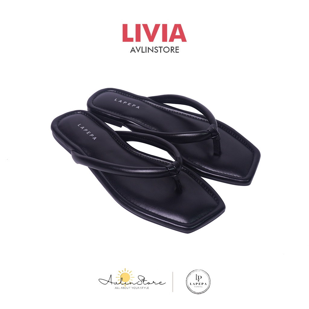 AVLINSTORE - tipe LIVIA Sandal Wanita Jepit Flat Cewek Teplek Kekinian Empuk