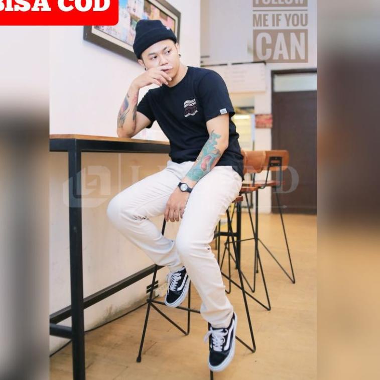 Langsung Order Legend of Denim Celana Panjang Chino Pria warna Cream chino panjang cream cowok slimf