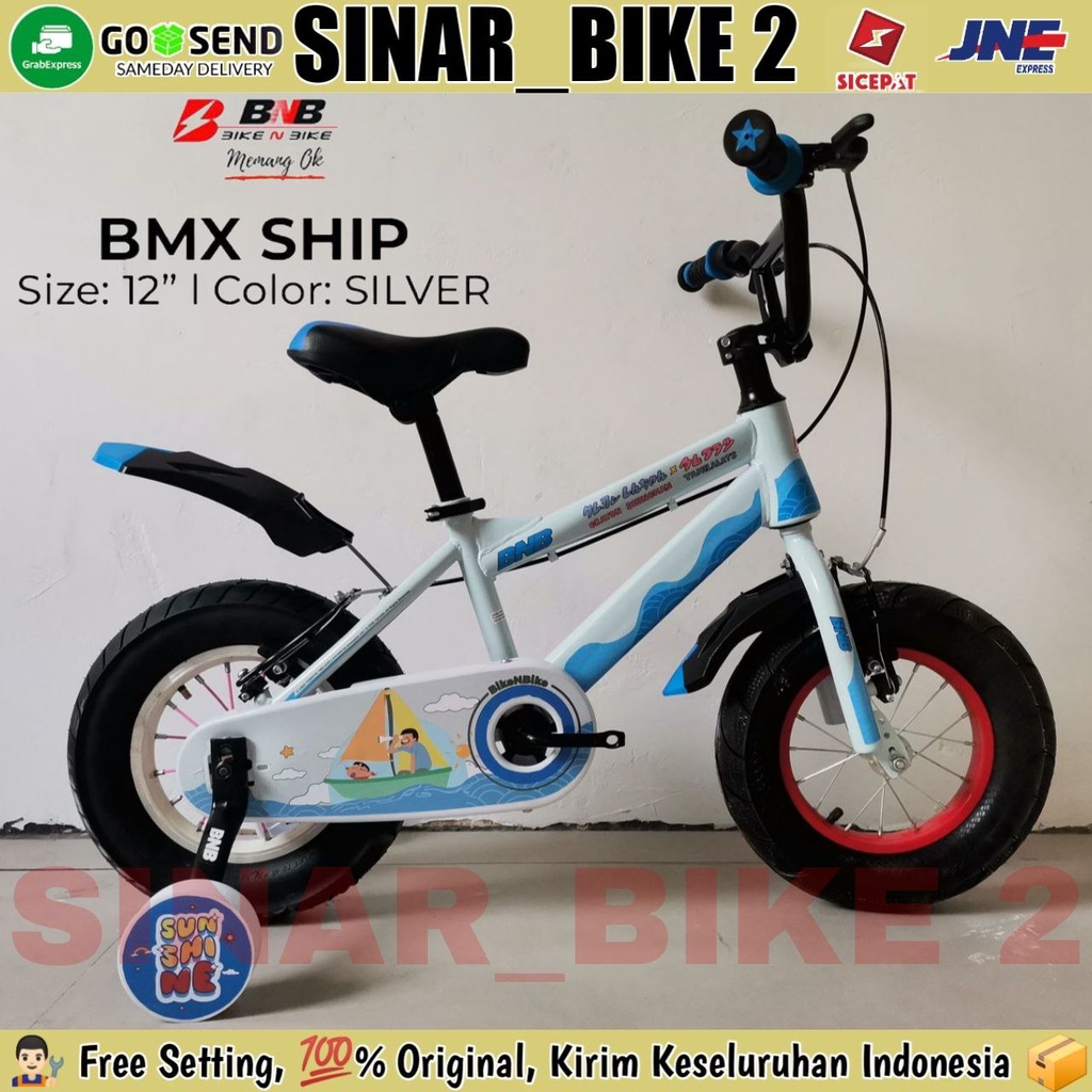 Sepeda BMX Anak Laki Laki  BNB SHIP Ukuran 12 Inch Ban Jumbo 3.0 (2-4 Tahun)
