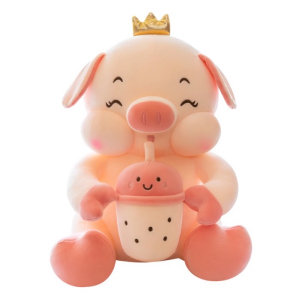 

Promo Boneka Piggy Pegang Bubble tea Bahan Plush - 32cm Berkualitas