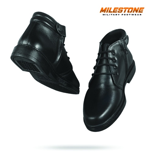 Sepatu Kulit Pria MILESTONE Kulit Asli Pantofel Kantor Dinas Harian Semi Boots PDH 04 Resleting Talian