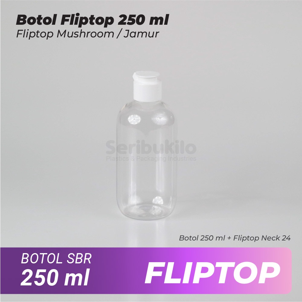 Botol Fliptop SBR 250 ml/Botol PET 250 ml Fliptop Mushroom/Jamur SBR