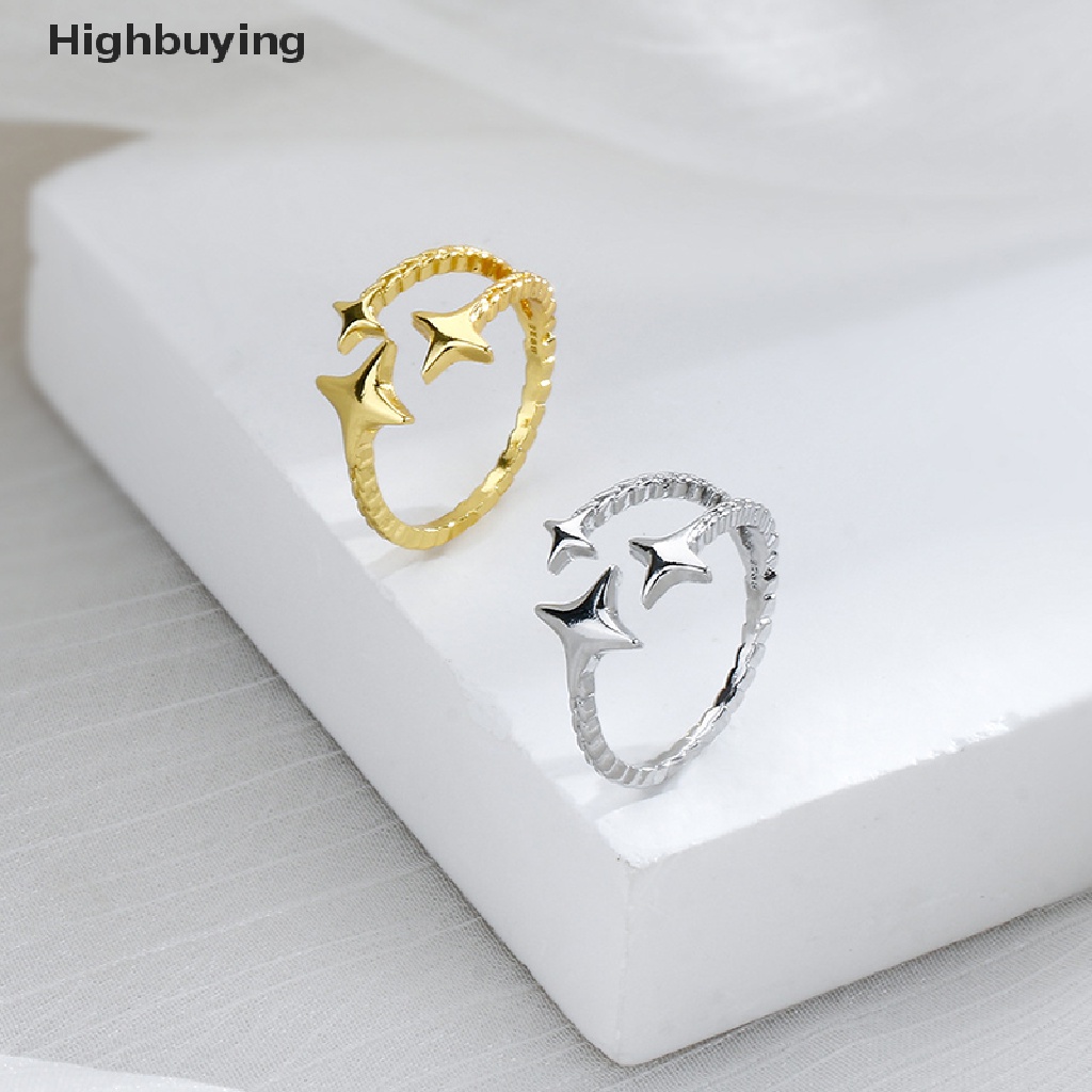 Hbid Mode Baru Empat Runcing Bintang Cincin Untuk Wanita Sederhana Pembukaan Adjustable Jari Cincin Bintang Bersinar Perhiasan Pesta Hadiah Glory