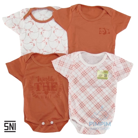 Jumper Bayi Baru Lahir Lengan Pendek 4in1 dan 3in1 Bahan Katun SNI Size Newborn 0-3 Bulan Bahan Halus, Lembut