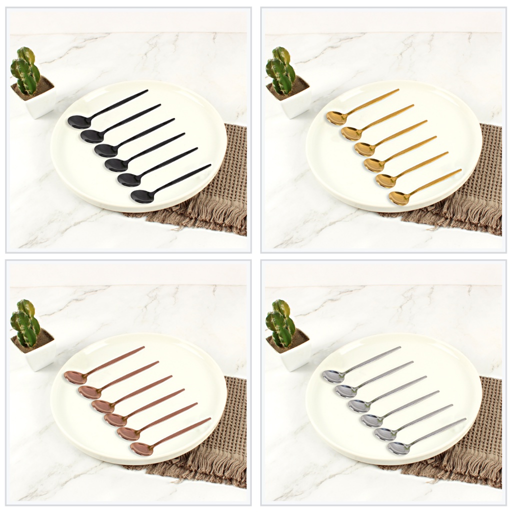 Paket Isi 6 Pcs Sendok Teh B Dessert Stainless Steel Korea Tebal 13cm