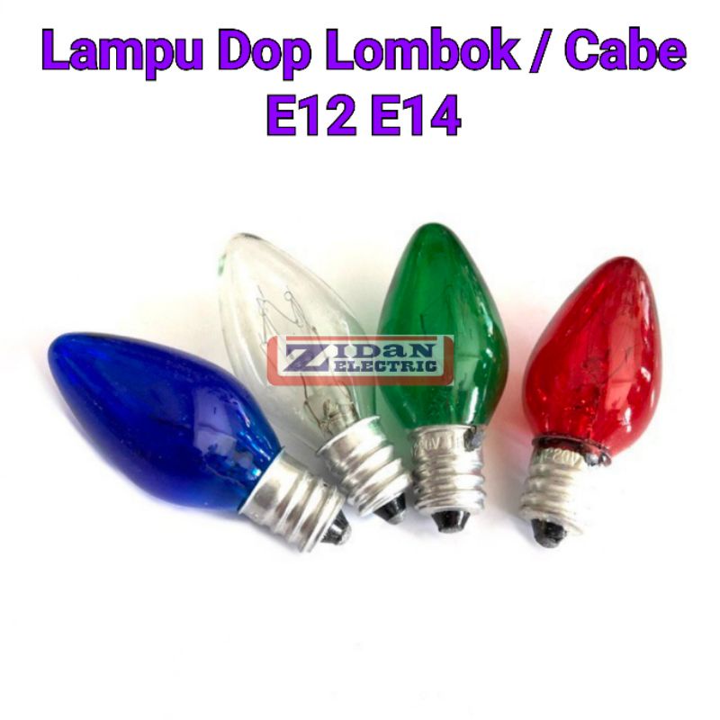 Lampu Dop Cabe Lombok E12 E14 / Lampu Tidur E12 E14 Lombok Cabe Warna