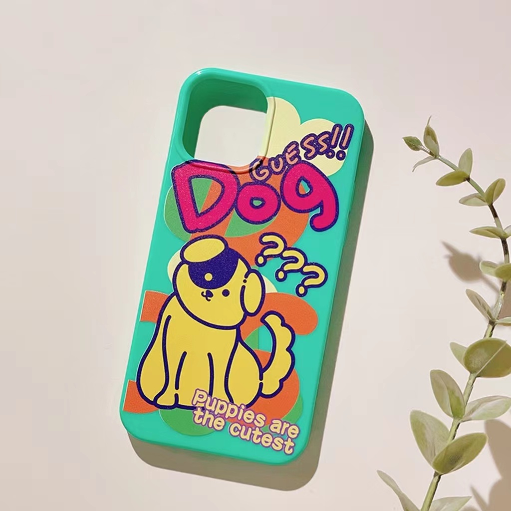 IPHONE Ins Pola Puppy Cocok Untuk Iphone14 14pro 14plus 13 13mini 13pro 13prm iPhone12 7Plus 8Plus Xr XS 13 12mini Pro Max Empat Sudut Casing Ponsel Tahan Guncangan