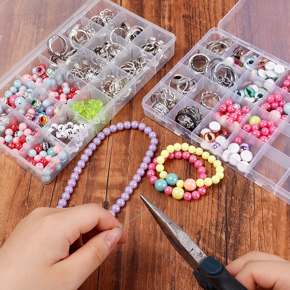 [Unggulan] Alat Tulis Kosmetik Tahan Debu Wadah Multi grid Compact Clear Plastic Box Portable Serba Serbi Perlengkapan Penyimpanan Pil Perhiasan Anti-Oksidasi Etalase